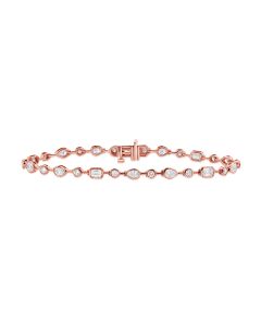 2.99CT EMERALD SHAPE, PEAR SHAPE AND ROUND SHAPE DIAMOND BEZEL TENNIS BRACELET