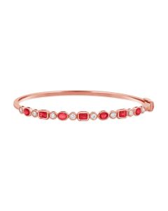 2.13CT ALTERNATING RUBY AND ROUND DIAMOND BEZEL SET BANGLE