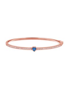0.72CT SAPPHIRE AND ROUND DIAMOND HEART BANGLE