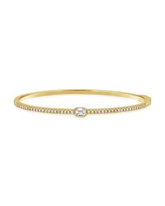 .67CT EMERALD AND ROUND SHAPE DIAMOND BANGLE