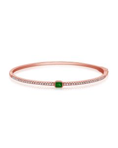 0.75CT EMERALD AND ROUND DIAMOND BANGLE