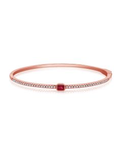 0.75CT RUBY AND ROUND DIAMOND BANGLE