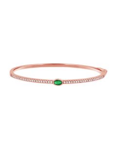0.81CT EMERALD AND ROUND DIAMOND BANGLE
