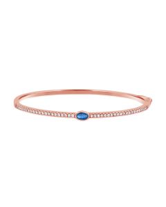 0.74CT SAPPHIRE AND ROUND DIAMOND BANGLE
