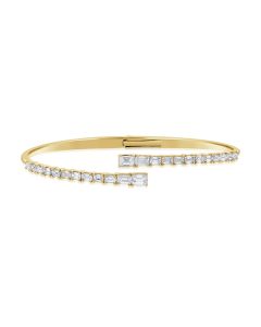 2.42CT EMERALD SHAPE DIAMOND CUFF BRACELET