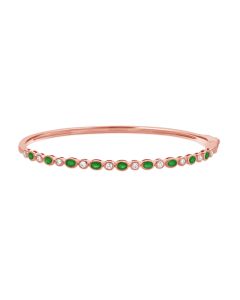 0.89CT ALTERNATING EMERALD AND ROUND DIAMOND BEZEL BANGLE