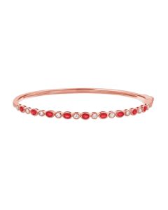 1.11CT RUBY AND ROUND DIAMOND BEZEL BANGLE