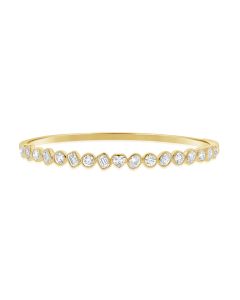 2.5CT EMERALD SHAPE, HEART SHAPE, OVAL SHAPE AND ROUND DIAMOND BEZEL BANGLE