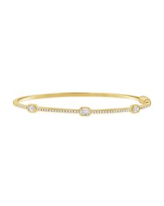 .62CT EMERALD AND ROUND SHAPE DIAMOND BANGLE