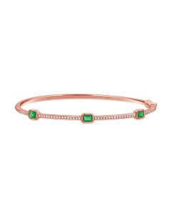1.14CT EMERALD AND ROUND DIAMOND BANGLE