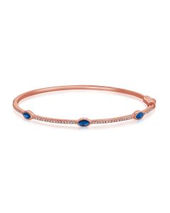 0.86CT SAPPHIRE AND ROUND DIAMOND BEZEL SET BANGLE