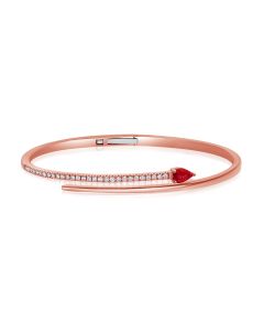 0.90CT RUBY AND ROUND DIAMOND CUFF BANGLE