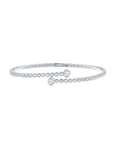 1.09CT OVAL SHAPE AND ROUND DIAMOND BEZEL CUFF BANGLE