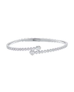 1.04CT HEART SHAPE AND ROUND DIAMOND BEZEL HEART BANGLE