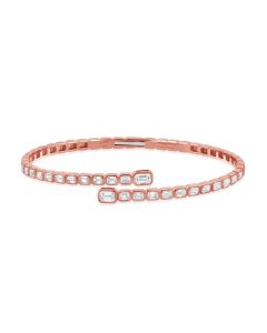 2.37CT EMERALD SHAPE DIAMOND BEZEL SET CUFF BANGLE