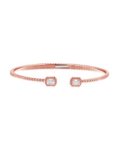 0.46CT EMERALD SHAPE DIAMOND BEZEL SET CUFF BANGLE
