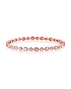 0.71CT MARQUISE SHAPE AND ROUND DIAMOND BEZEL SET BANGLE