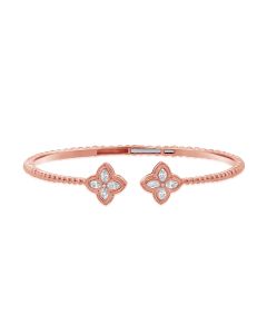 0.64CT MARQUISE SHAPE DIAMOND FLOWER BEZEL SET CUFF BANGLE