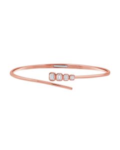 0.62CT EMERALD SHAPE DIAMOND BEZEL SET CUFF BANGLE