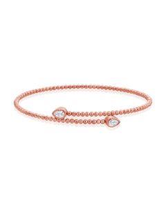 0.30CT PEAR SHAPE DIAMOND BEZEL SET BALL CUFF BANGLE