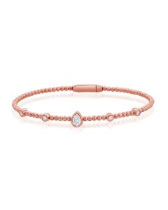0.35CT PEAR SHAPE AND ROUND DIAMOND BEZEL SET BANGLE
