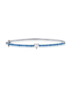 1.02CT SAPPHIRE AND HEART SHAPE DIAMOND BANGLE