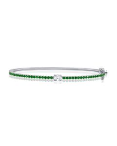 1.11CT EMERALD AND OVAL SHAPE DIAMOND BANGLE