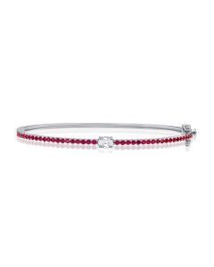 1.11CT RUBY ,OVAL AND EMERALD SHAPE DIAMOND BANGLE
