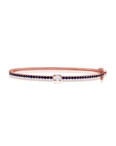 1.00CT SAPPHIRE ,OVAL AND EMERALD SHAPE DIAMOND BANGLE
