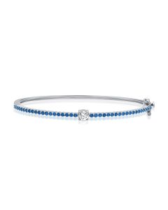 1.15CT SAPPHIRE ,ROUND AND EMERALD SHAPE DIAMOND BANGLE