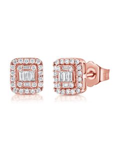 .44CT BAGUETTES AND ROUND DIAMOND STUD EARRINGS