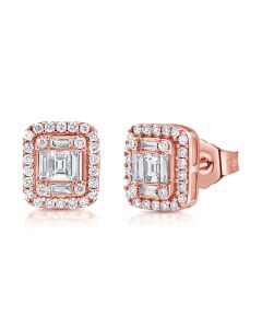 .60CT BAGUETTES AND ROUND DIAMOND STUD EARRINGS