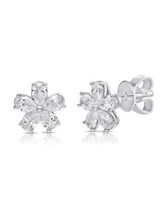 1.10CT PEAR SHAPE DIAMOND FLOWER STUD EARRINGS