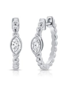 .21CT MARQUISE SHAPE DIAMOND BALL HUGGIE EARRINGS