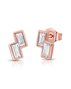 0.60CT BAGUETTE DIAMOND BEZEL SET STUD EARRINGS