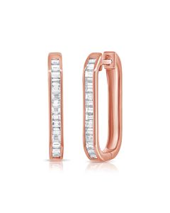0.98CT BAGUETTE DIAMOND CHANNEL SET HOOP EARRINGS