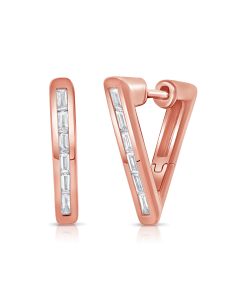 0.32CT BAGUETTE DIAMOND TRIANGLE CHANNEL SET HUGGIE EARRINGS