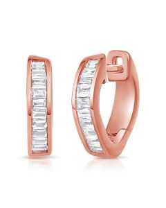 0.33CT BAGUETTE DIAMOND CHANNEL SET HUGGIE EARRINGS