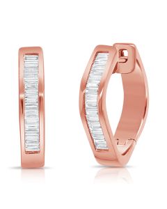 1.05CT BAGUETTES DIAMOND CHANNEL HUGGIE EARRINGS