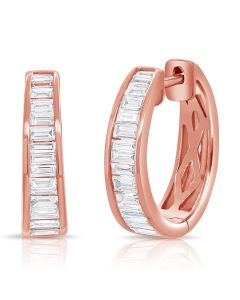 1.22CT BAGUETTES DIAMOND CHANNEL HUGGIE EARRINGS