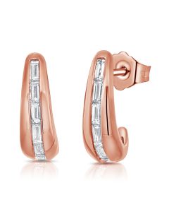 0.52CT BAGUETTES DIAMOND HUGGIE EARRINGS