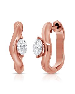 0.41CT MARQUISE SHAPE DIAMOND HUGGIE EARRINGS