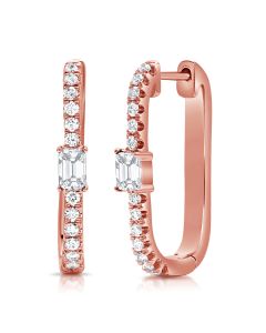 .59CT BAGUETTES AND DIAMOND HUGGIE EARRINGS