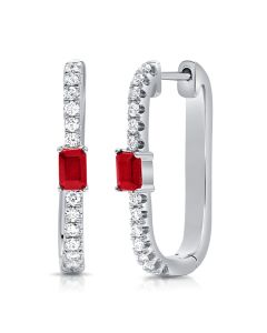 .66CT RUBY AND DIAMOND HOOP EARRINGS