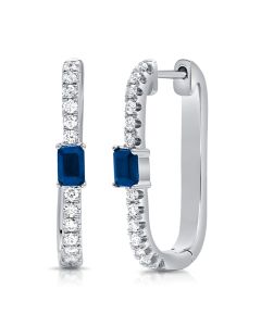 .70CT SAPPHIRE AND DIAMOND HOOP EARRINGS