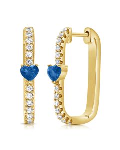 .72CT SAPPHIRE AND DIAMOND HEART HOOP EARRINGS