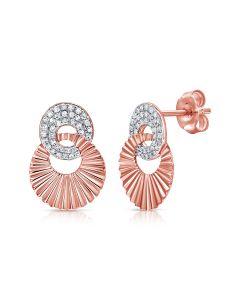 0.21CT DIAMOND FLUTED LINK STUD EARRINGS