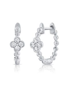 .11CT DIAMOND FLOWER HUGGIE EARRINGS