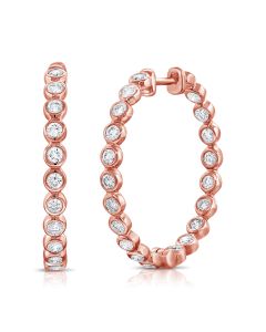 1.10CT DIAMOND BEZEL SET HOOP EARRINGS