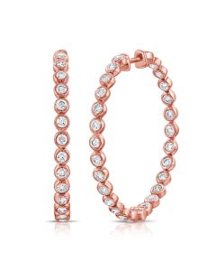 1.45CT DIAMOND BEZEL SET HOOP EARRINGS